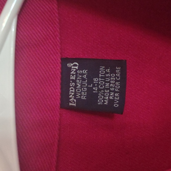 Lands' End Women's Regular Large Red Denim Utility Jacket with Structured Design - Picture 2 of 6